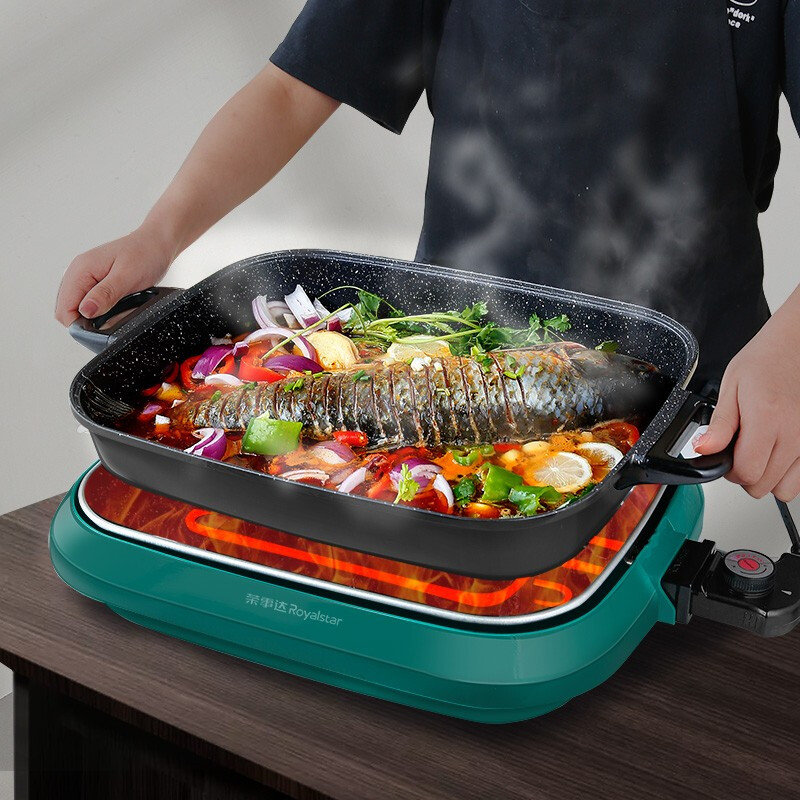荣事达电烤盘烧烤架烤鱼炉家用商用无烟一体烤肉机纸包鱼韩式不粘火锅