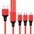 林牛 新款一拖三尼龙编织充电线适用安卓华为苹果多功能数据线(中国红 商家自行修改)第7张高清大图