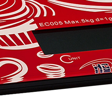 【经典精准触摸】花潮电子厨房秤EC005（红色）（前卫设计，超薄秤体，触摸按键!)