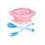 小憨熊bebeours硅胶宝宝吸盘碗 宝宝叉勺套装 儿童餐具 宝宝辅食碗 儿童勺子(粉色)第3张高清大图