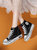 黑色高帮鞋女夏季薄款内增高小个子休闲鞋2021新款厚底高帮帆布鞋(黑色/5537(含内增共6.5cm))第2张高清大图