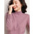 【奢叶YRBG】2021年100%纯山羊绒衫女半高领纯色长袖修身打底毛衣(XL 米驼色)第3张高清大图