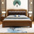 吉木多 橡胶木实木床1.8米现代中式软包床1.5米主卧双人床(1.8*2米胡桃色 床+床头柜*2)第4张高清大图