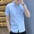 夏季男装短袖休闲商务男士衬衫1000-233(蓝色 L)第2张高清大图