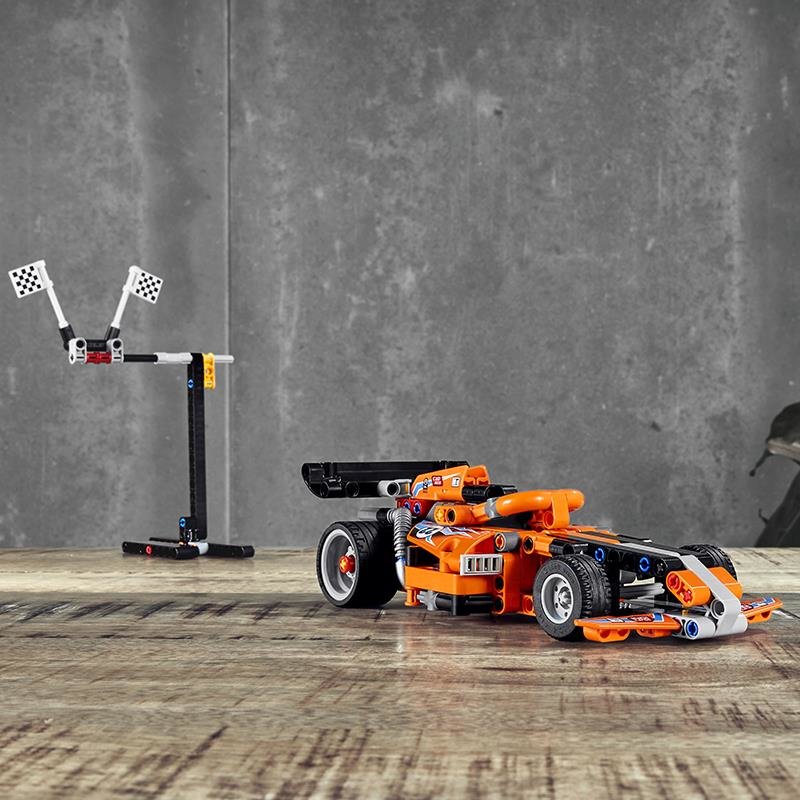 lego乐高机械系列亮橙色高速赛车42104拼插积木玩具