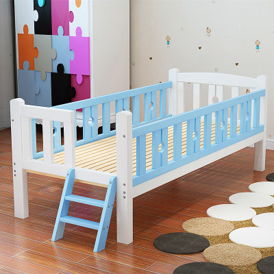 竹咏汇  实木儿童床 婴儿床分体床带梯子床边床松木材质(1)
