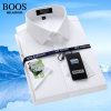 MILAI BOOS男士棉质短袖衬衫2022新款男装日常上班大码短袖衬衣薄款(牙签纹白色（335） 38)