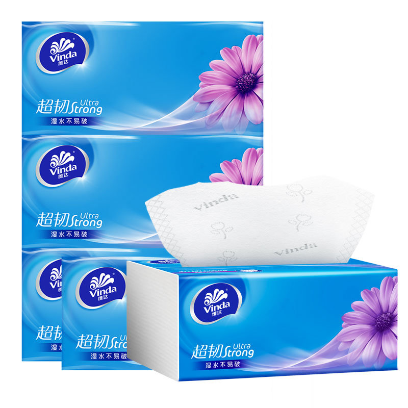 维达抽纸3层130抽4包超韧餐巾纸