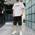 卡郎琪 男士短袖t恤夏季2020新款潮流一套搭配休闲运动套装宽松帅气衣服五分裤短裤(KXP-T269S205白色 XXXL)第3张高清大图