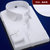 长袖白衬衫 男装商务职业宽松免烫衬衣(M421蓝白竖纹)第5张高清大图