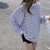 SUNTEKins超火条纹T恤女春新款内搭长袖打底衫韩版潮学生外穿宽松上衣服(2XL 白条纹)第3张高清大图