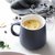 带盖勺马克杯子男生家用茶杯女士办公室咖啡陶瓷情侣喝水杯高级感(灰蓝色（金边款）+咖啡勺)第3张高清大图