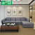 佳宜居 皮沙发 北欧现代 大小户型客厅转角皮沙发组合欧式皮艺沙发 T006(蓝灰色 脚踏)第2张高清大图