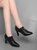 真皮女士皮鞋粗跟2022年春季新款软皮黑色深口单鞋时尚尖头高跟鞋(35 黑色/5350-1高跟(跟高7.4cm))第3张高清大图