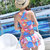 2020夏季新款裙式连体泳衣 花朵可爱小性感泳装 沙滩度假女士泳装60106(亮蓝 XXL)第4张高清大图
