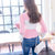 Mistletoe2017秋冬装女针织衫 韩版长袖圆领毛衣喇叭袖打底衫(粉红色 M)第3张高清大图