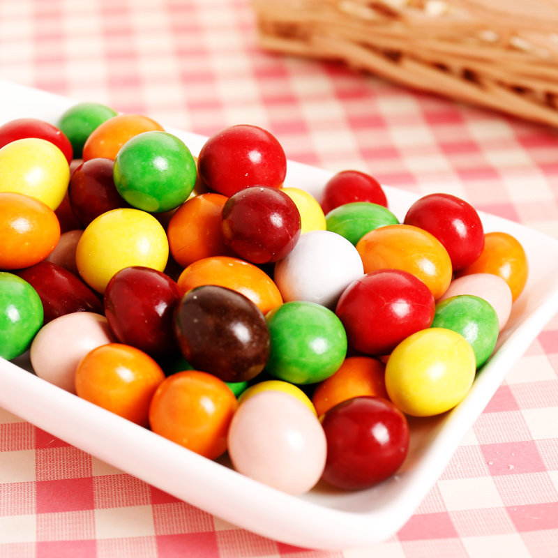 雅客 七彩脆皮果仁巧克力豆糖果儿童零食500g婚礼喜糖【图片 价格 品