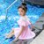 儿童泳衣女女童中大童连体公主裙式游泳衣可爱宝宝婴幼儿小童泳装(红色 L（93-105CM）舒适亲肤)第2张高清大图