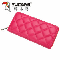 啄木鸟/TUCANO 女士手拿包羊皮时尚格纹女式包包手机包长款钱包(玫红)