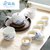 创简坊（CJIANFF） 陶瓷茶具套装 功夫茶具盖碗茶杯茶壶整套青花瓷茶碗茶海家用  7件(7头宝石蓝纯色0)(7件)第2张高清大图