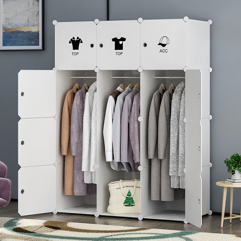 豫见美农 衣柜简易塑料布衣柜收纳单双人组装衣服柜子衣物橱简约现代