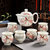 茶具套装整套陶瓷防烫双层杯功夫茶具中式青花瓷茶壶茶杯家用.Sy  7件(云纹花)(7件)第3张高清大图