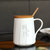 创简坊（CJIANFF） 陶瓷情侣杯马克杯可爱水杯带盖勺早餐杯牛奶咖啡杯子(一家三口+竹盖+钢勺)第3张高清大图