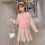 CaldiceKris（中国CK）女童碎花拼接裙毛衣马甲套装CK-TF3498(110-160 紫色)第4张高清大图