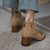 SUNTEK短靴女2021新款女鞋法式复古马丁靴中跟粗跟裸靴秋冬踝靴棕色(34 浅棕色（单里）)第2张高清大图