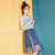 韩都衣舍2017韩版女装夏季新款中长款套裙两件套连衣裙OY6198焕(黑色 XS)第2张高清大图