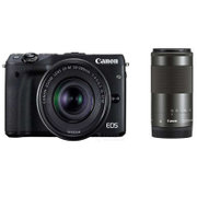 佳能（Canon）EOS M3（18-55mm f/3.5-5.6 IS STM、55-200mm f/4.5-6.3 ）微型单电双头套机 黑色
