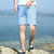 富贵鸟 FUGUINIAO 短裤男棉麻质感五分裤纯色休闲沙滩裤 18165FGK66(天蓝色 M)第2张高清大图