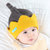 牛奶朋友宝宝秋冬皇冠造型毛线帽加绒款儿童帽子套头帽新生儿胎帽围巾(黄色套装加绒款 均码（47-50CM）)第3张高清大图