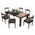 火烧石餐桌椅组合现代简约小户型伸缩折叠大理石火山石实木饭桌子(2张C款餐椅)第3张高清大图