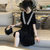欧洲站赫本风黑色短袖连衣裙女气质高端显瘦荷叶边裙夏装新款(黑色 S)第3张高清大图