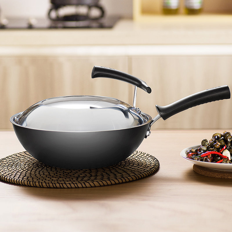 苏泊尔(supor)炒锅fc30h7真不锈健康铁锅无涂层炒菜锅30cm明火专用