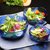 玻璃锤纹彩色沙拉碗家用茶洗客厅水果盘干果盘创意加厚套件(深紫 描金套装)第3张高清大图