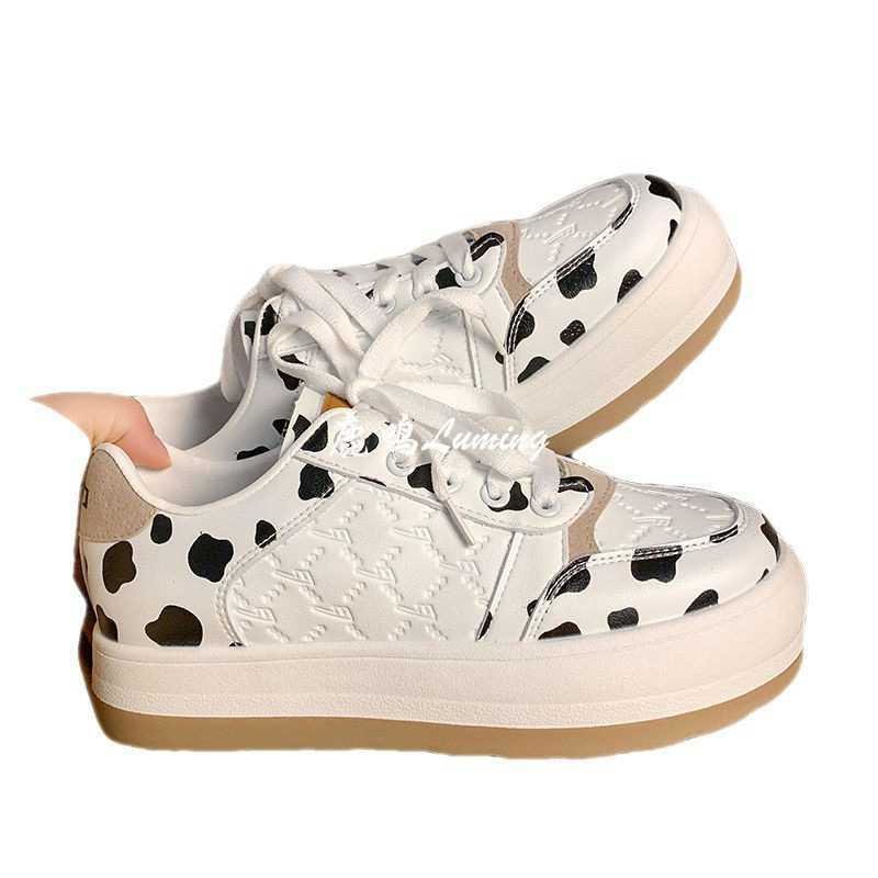 小众奶牛厚底小白鞋女年低帮韩版白搭休闲潮鞋子米蓝色38