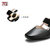 马内尔2021新款单鞋子女夏季凉鞋中跟粗跟法式一字扣真皮GD18022(黑色 38)第4张高清大图