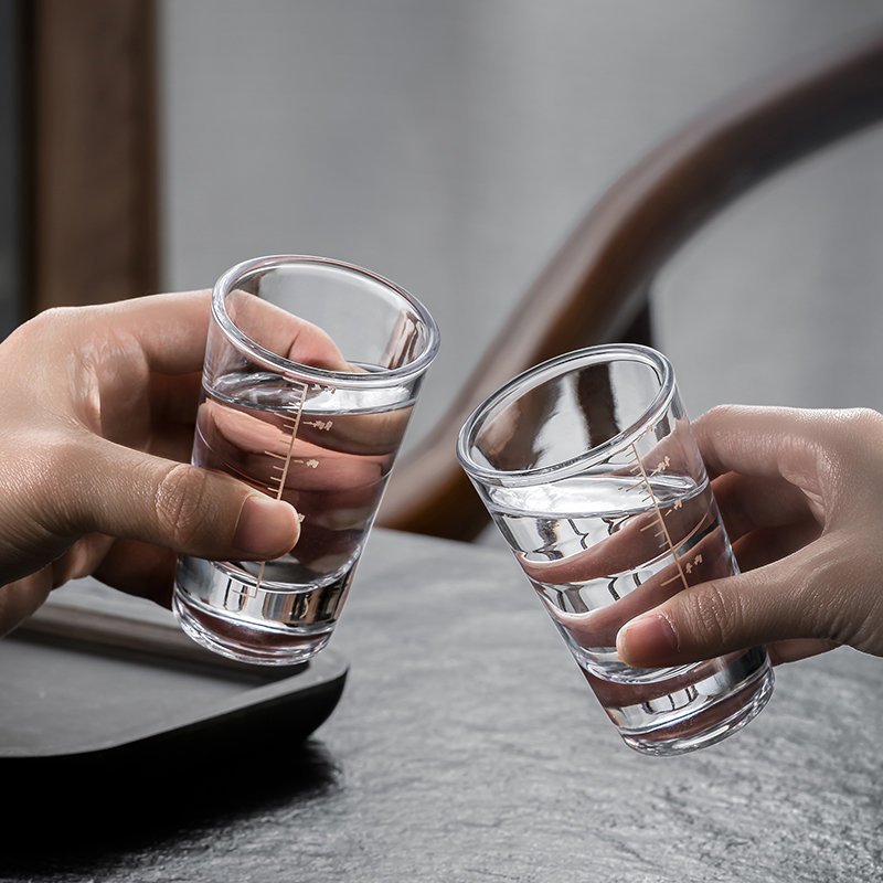 描金刻度二两白酒杯套装家用小号2两子弹烈酒杯玻璃创意酒具100ml默认