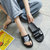 拖鞋女学生韩版新款百搭时尚外穿亮片厚底夏季一字拖沙滩网红女鞋女孩(2021招财猫（黑色+绿色）)第5张高清大图