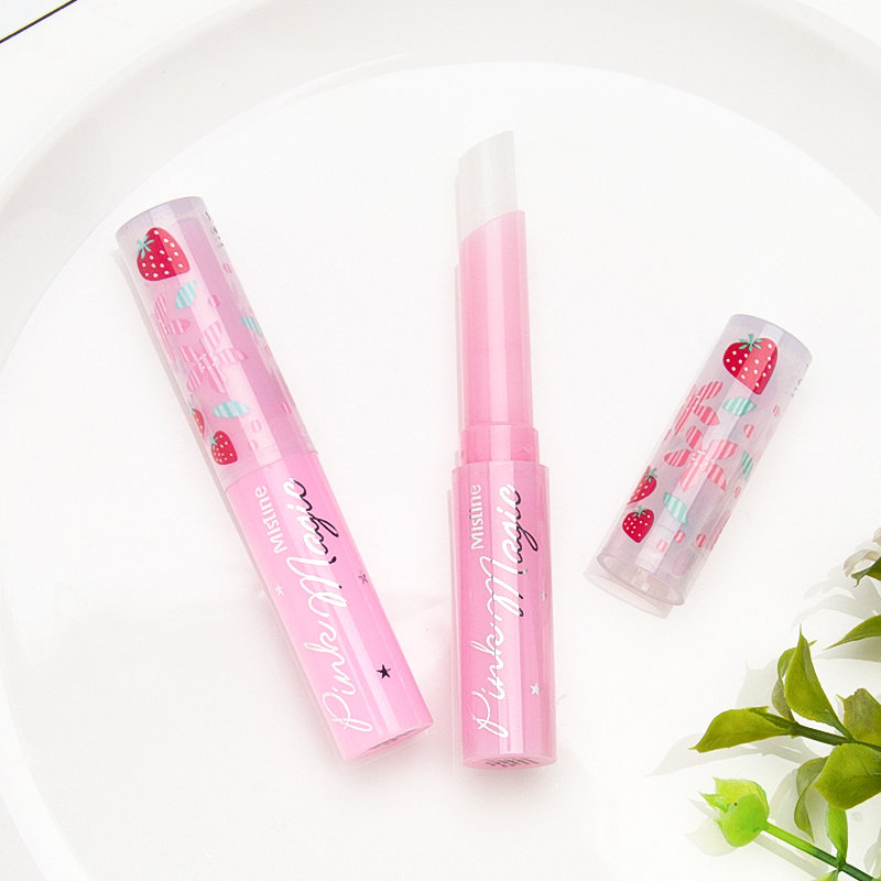2支泰国蜜思婷mistine小草莓变色润唇膏不脱色学生少女口红保湿滋润17