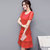 VEGININA 韩版中长款夏季大码雪纺连衣裙 9527(红色 L)第2张高清大图