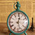普润 复古铁艺挂钟 时尚欧式客厅卧室装饰品创意静音时钟表(绿色)第3张高清大图
