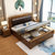 吉木多 橡胶木实木床1.8米现代中式软包床1.5米主卧双人床(1.5*2米海棠色 床+床垫)第2张高清大图