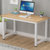 钢木电脑桌台式家用简易书桌现代简约办公桌笔记本桌子(浅胡桃面+白架)第5张高清大图