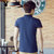 夏季新款男士短袖t恤翻领polo衫潮牌潮流上衣服男装半袖体恤6  Stz501(PB-Stz501藏蓝色（咖啡袖） M)第3张高清大图