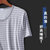 条纹短袖男士家居休闲睡觉打底衫套头轻薄速干舒适睡衣简约个性外穿(灰白条纹+蓝白条纹 L（推荐体重130-150斤）)第3张高清大图