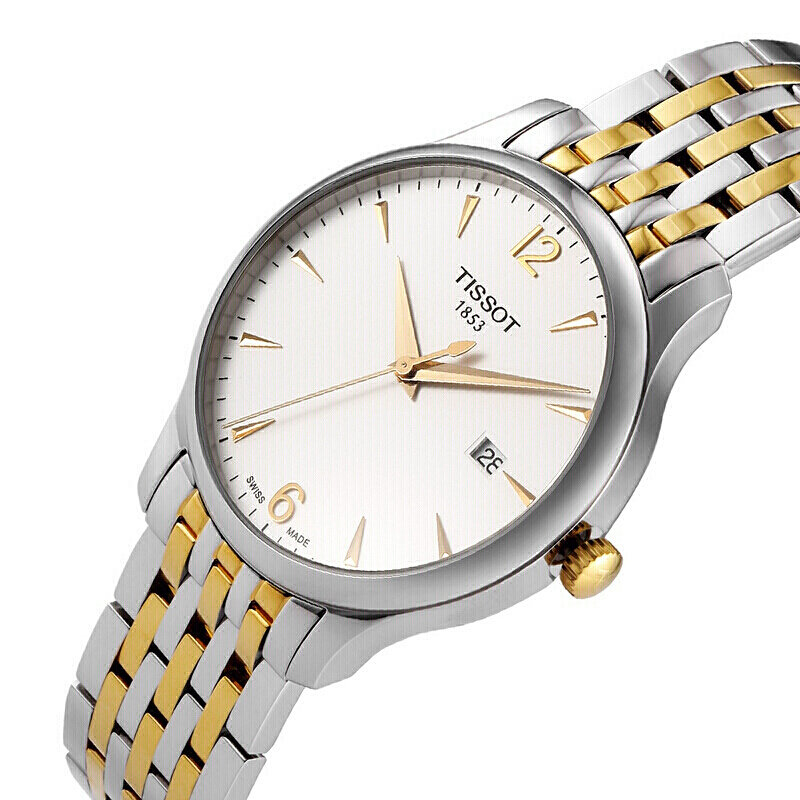 天梭tissot瑞士手表石英男士手表俊雅系列瑞士手表钢带简约休闲时尚男