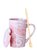 杯子创意个性潮流陶瓷杯女北欧ins少女水杯瓷杯咖啡马克杯带盖勺(粉色石纹天秤座 +陶瓷盖+金勺)第5张高清大图